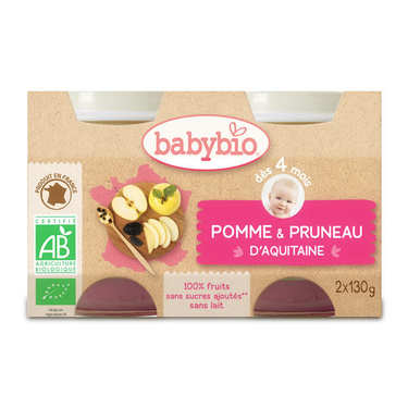 Organic Apple and Prune Baby food jar from 4 months Organic Apple and Prune Baby food jar from 4 months