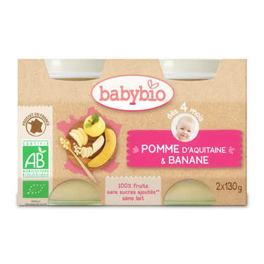 Organic Apple and Banana Baby food jar from 4 months Organic Apple and Banana Baby food jar from 4 months
