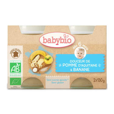 Organic Apple and Banana with cream Baby food jar from 4 months Organic Apple and Banana with cream Baby food jar from 4 months