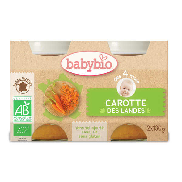 Babybio Bonne Nuit - Petits Pots Bio Carotte Des Landes, Butternut & Riz - Dès 6 Mois - Pack 6 X (2x200g)