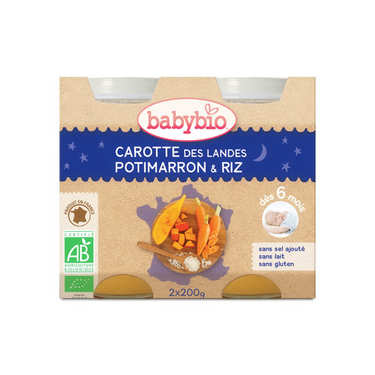 Petits pots bio carotte, potimarron et riz , dès 6 mois Petits pots bio carotte, potimarron et riz , dès 6 mois