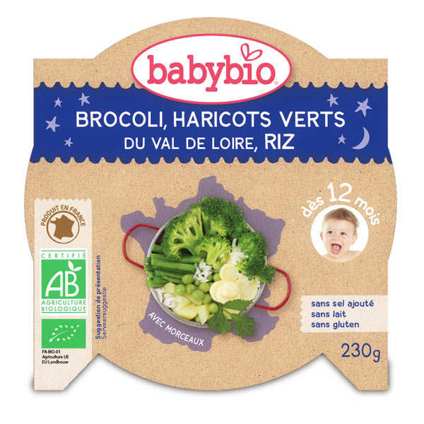 Organic rice and green vegetables Baby food jar from 12 months - Baby Bio