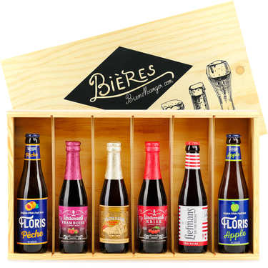 Caisse bois de 6 bières belges fruitées Caisse bois de 6 bières belges fruitées