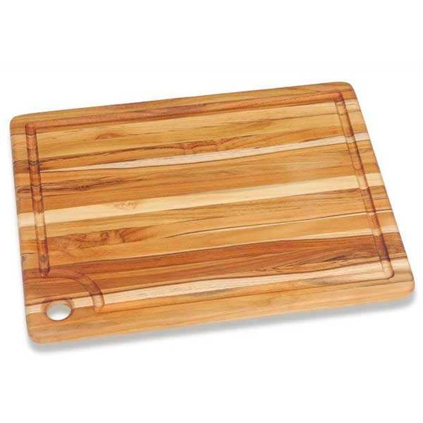 Planche à découper rectangle en teck avec rigole - - planche 40x30cm