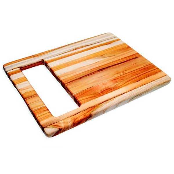 Planche a découper en bois de teck avec poignée | CRUSOË