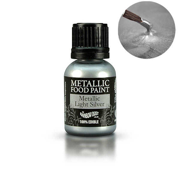 Edible Metallic Paint - Silver - Rainbow Dust