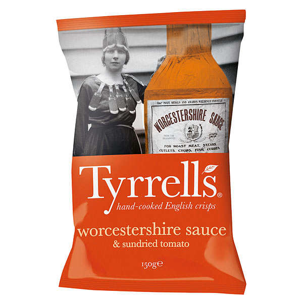 Worcestershire sauce and sundried tomato Crisps Tyrrells