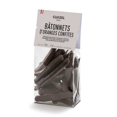 Bâtonnets d'oranges confites enrobés de chocolat noir Bâtonnets d'oranges confites enrobés de chocolat noir