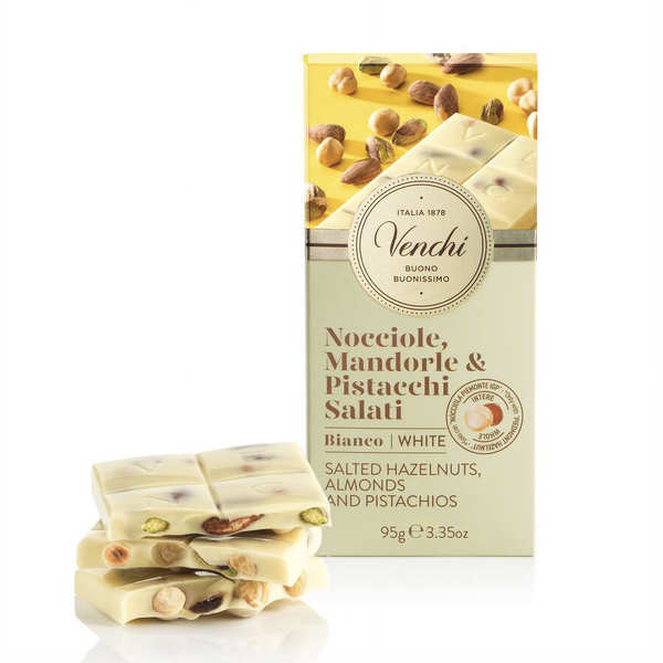 White Chocolate Hazelnut Bar with Salted Nuts Venchi