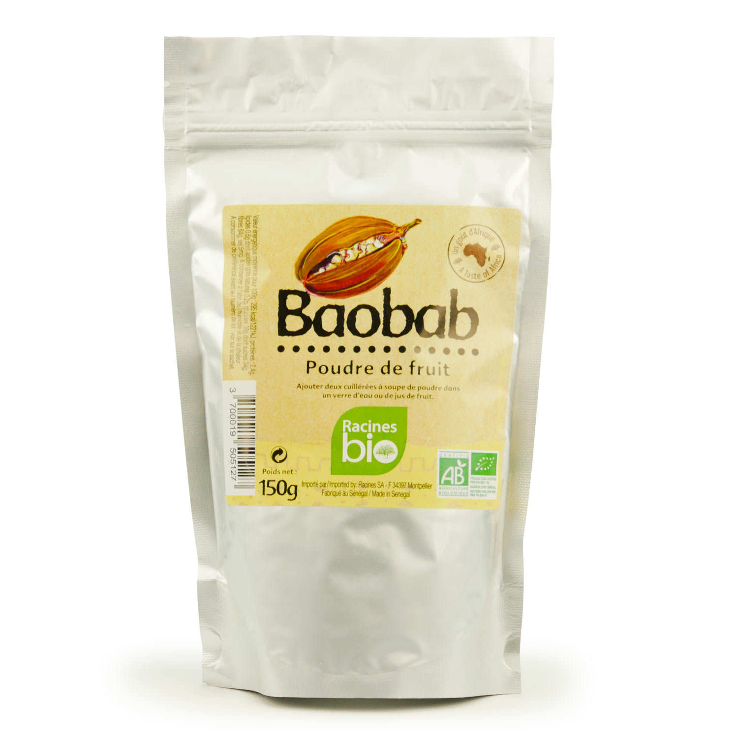 Poudre de baobab bio en sachet Racines