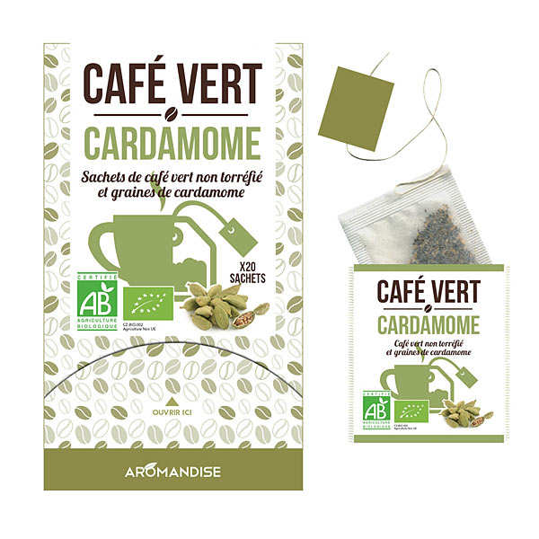 Café vert en sachet à la cardamome bio - Aromandise