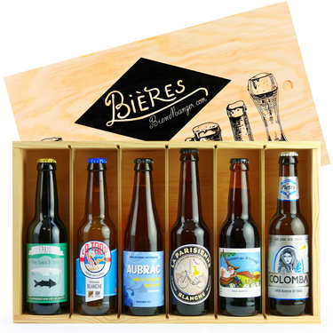 Caisse bois de 6 bières artisanales françaises Caisse bois de 6 bières artisanales françaises