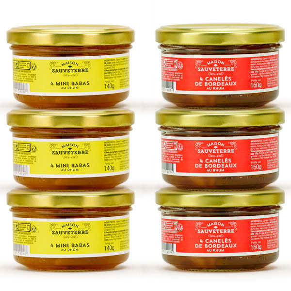 Lot 3 canelés de bordeaux au rhum et 3 babas au rhum - assortiment 6 verrines