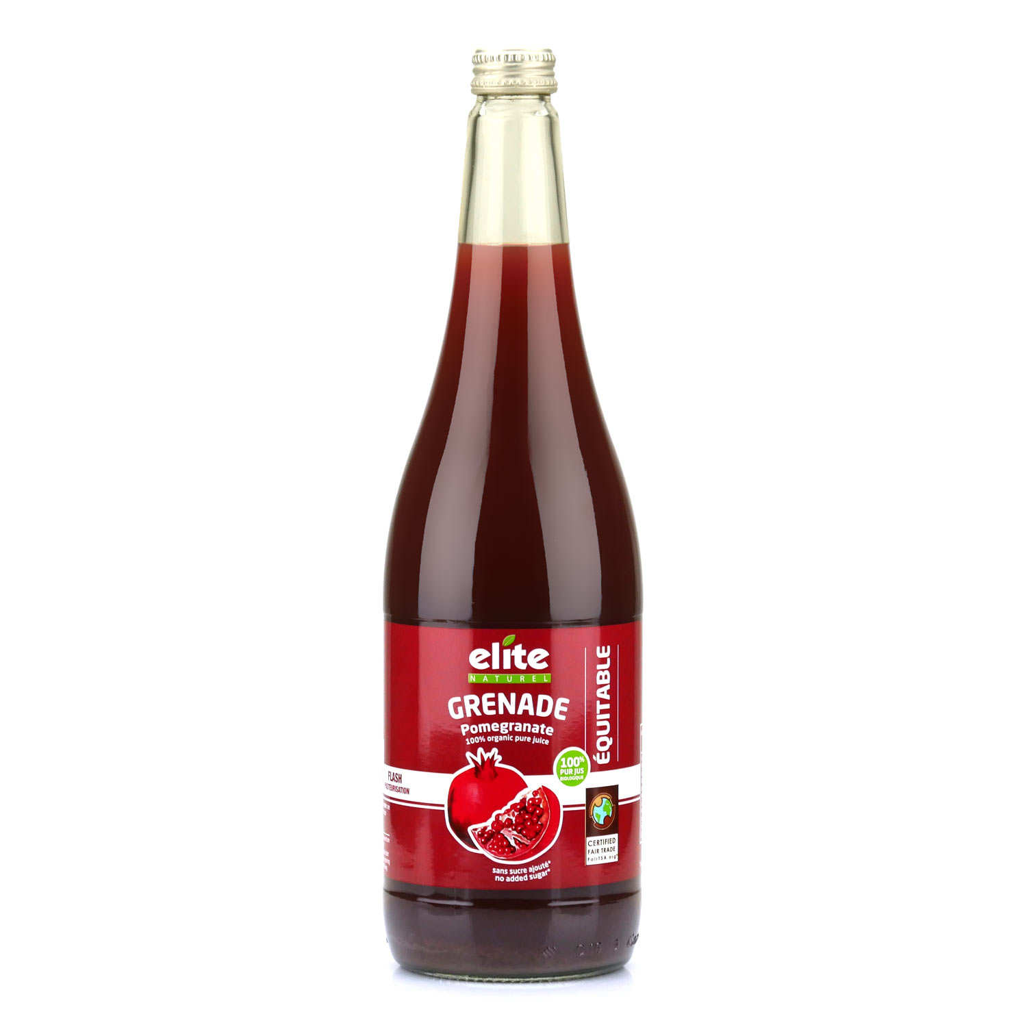 Pur jus de grenade bio et équitable bouteille verre Elite Naturel