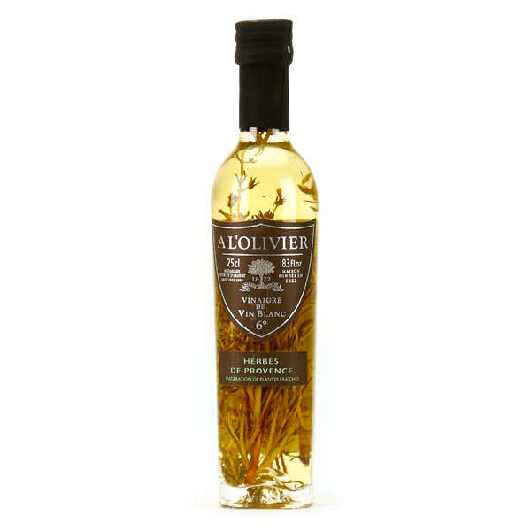 Vinaigre de vin blanc aux herbes de provence - bouteille verre 250ml
