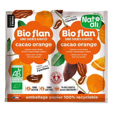 Bio flan non sucré parfum chocolat / orange Bio flan non sucré parfum chocolat / orange