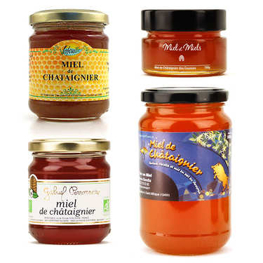 Assortiment de miels de châtaignier Assortiment de miels de châtaignier