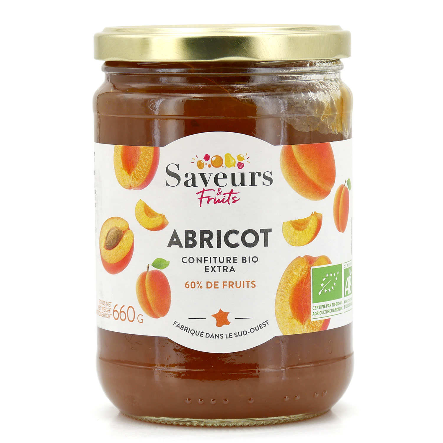 Extra organic apricot jam - Family size