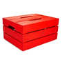 Coffre bois rouge avec couvercle amovible - 44x34x22cm