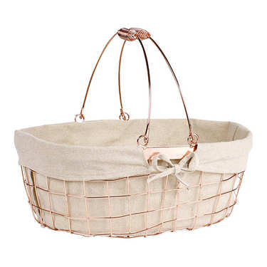 Ovale Basket - Copper Metal and Fabric Ovale Basket - Copper Metal and Fabric