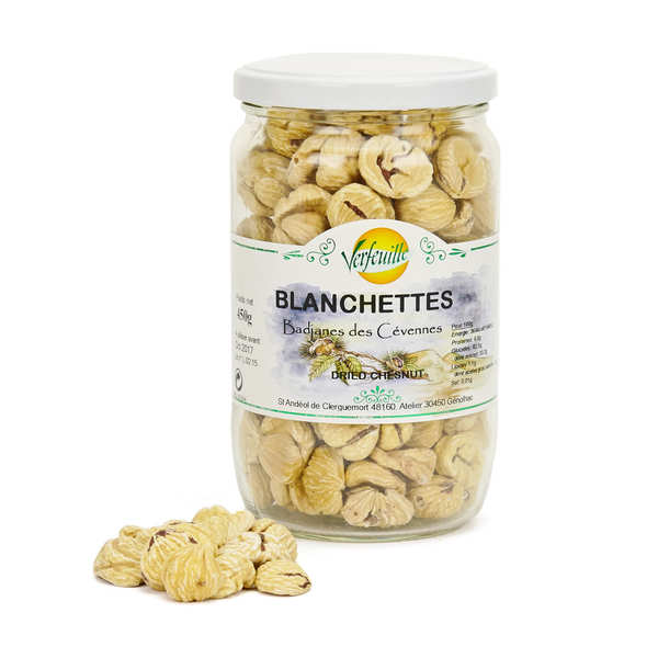 Châtaignes séchées - Blanchettes - Pot 450g