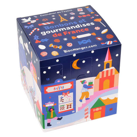 BienManger.com Calendriers - Calendrier de l'Avent Bonbons et Gourmandises de France - Décor Jeux d'Hiver