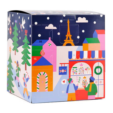 BienManger.com Calendriers - Calendrier de l'Avent Bonbons et Gourmandises de France - Décor Jeux d'Hiver