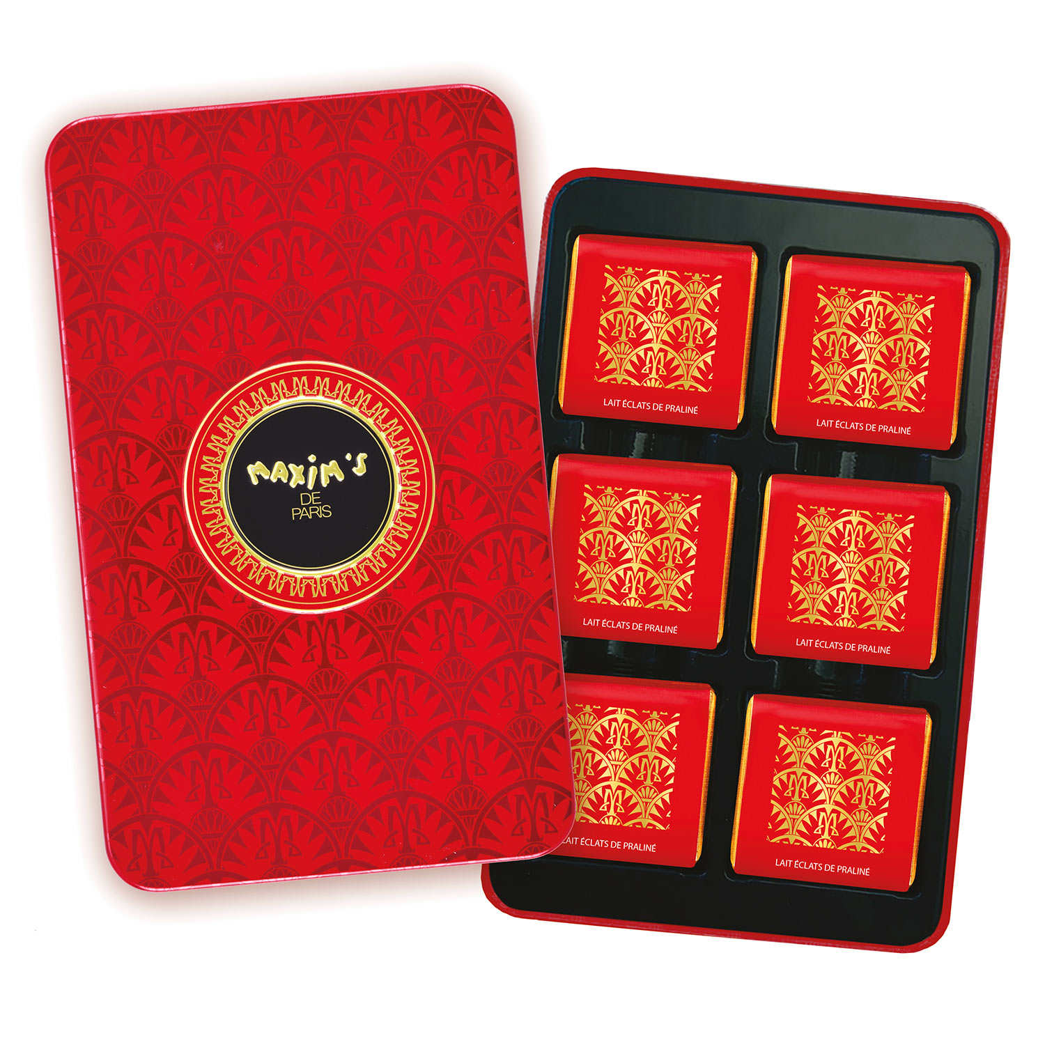 Milk Chocolates Squares with Praliné Slivers Maxim's Maxim's de Paris