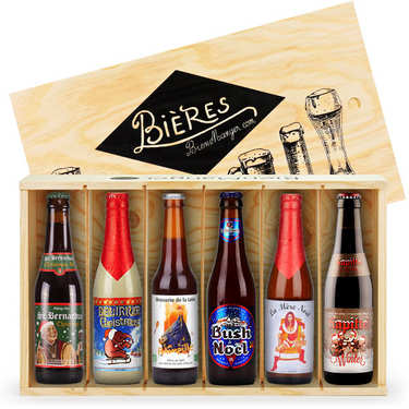 Caisse bois de 6 bières de Noël Caisse bois de 6 bières de Noël