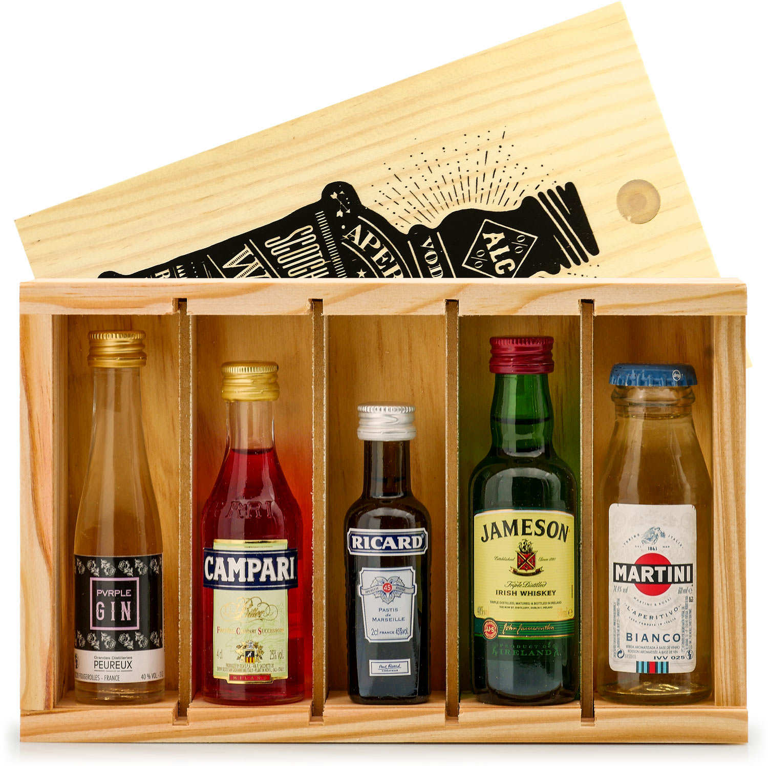Aperitif Spirit Mini Bar Gift Crate 5 miniatures BienManger Paniers