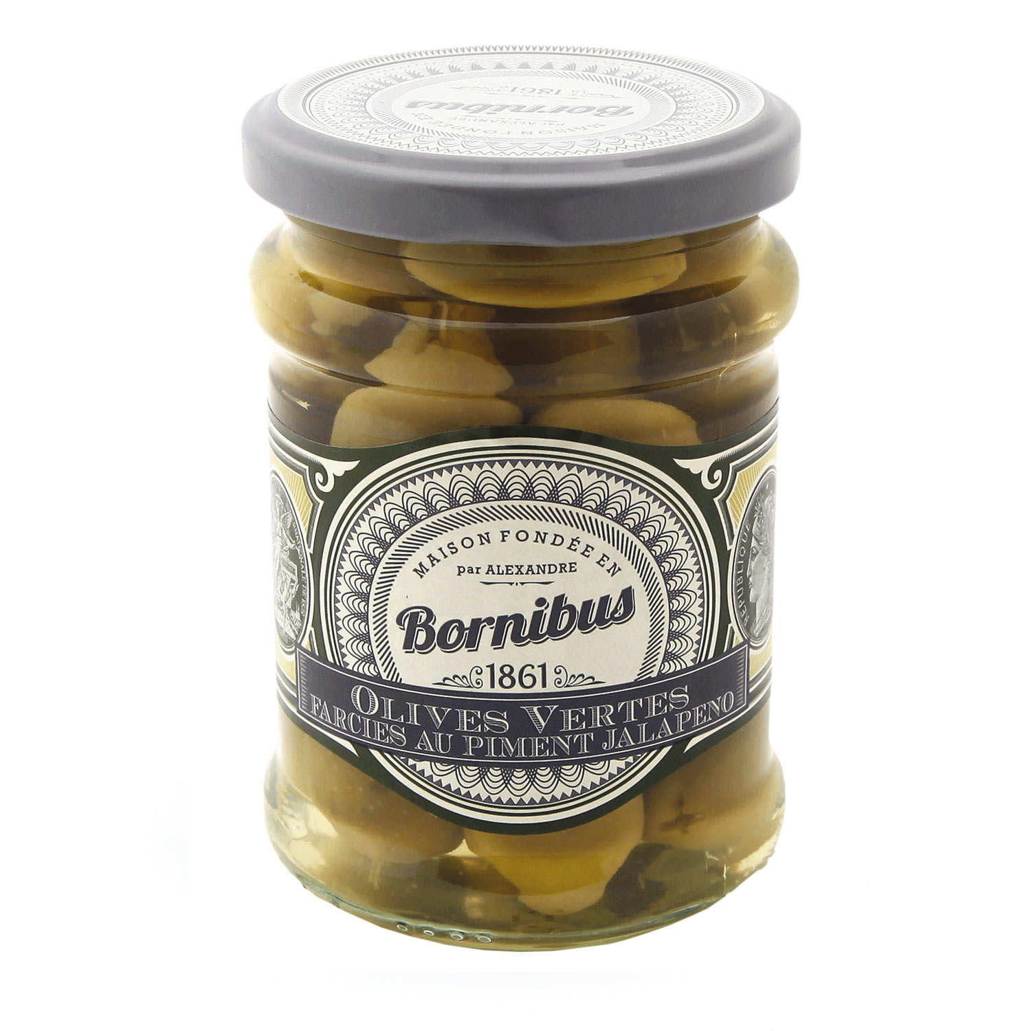 Green Olives Stuffed with Jalapeno Pepper Bornibus