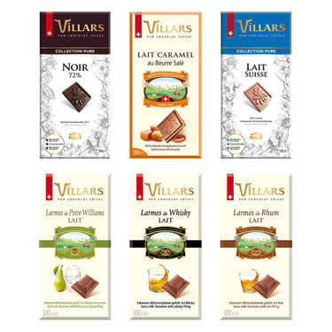 Assortiment de tablettes de chocolat suisse Villars Assortiment de tablettes de chocolat suisse Villars