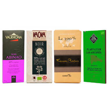 Assortiment tablettes de chocolat noir grandes origines Assortiment tablettes de chocolat noir grandes origines