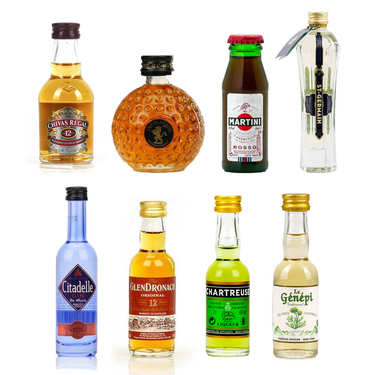 Assortiment découverte d'alcools en version mignonnettes Assortiment découverte d'alcools en version mignonnettes