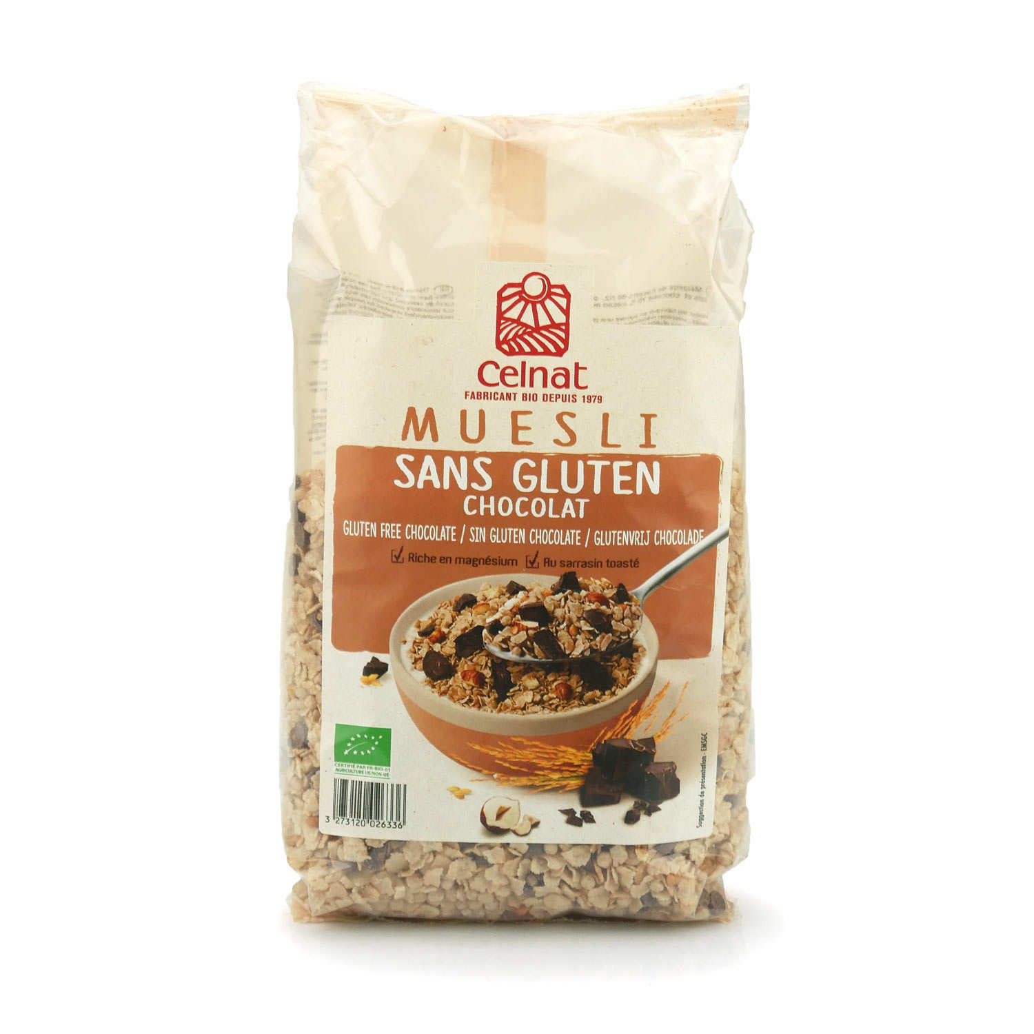 Muesli au chocolat sans gluten bio Celnat