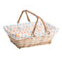 Natural rectangular wicker basket with printed fabric lining