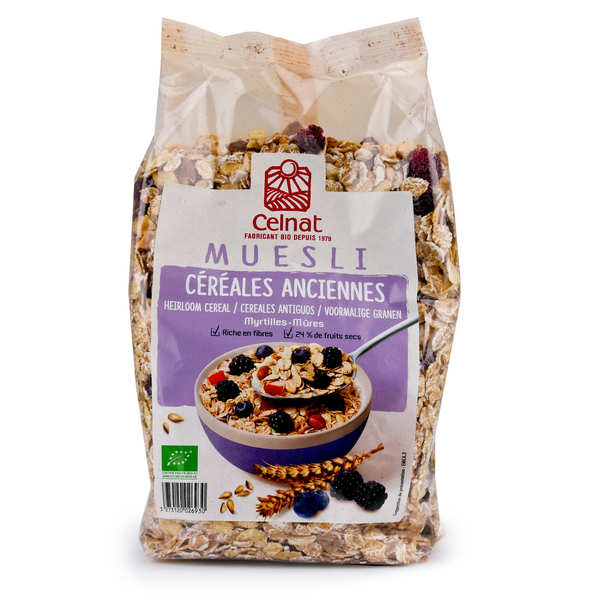 Muesli Aux Cereales Anciennes Myrtille Et Mure Bio Celnat