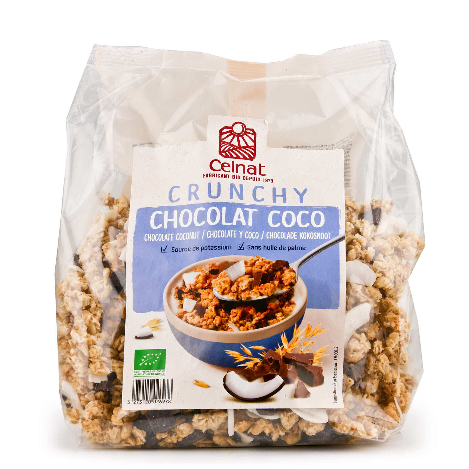 Organic Crunchy Oat Cereal with Dark Chocolate and Coconut - Celnat