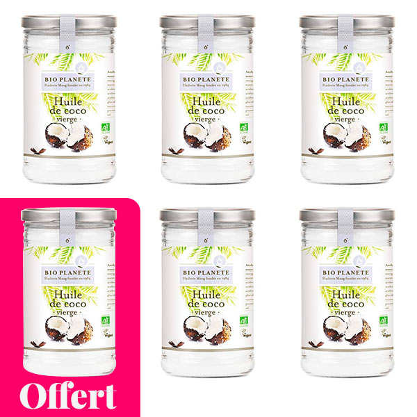 Organic virgin coconut oil 5 + 1 free BioPlanète