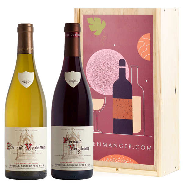 Coffret 2 bourgogne escale à pernand-vergelesses (blanc et rouge) - coffret 2 bouteilles de 75cl