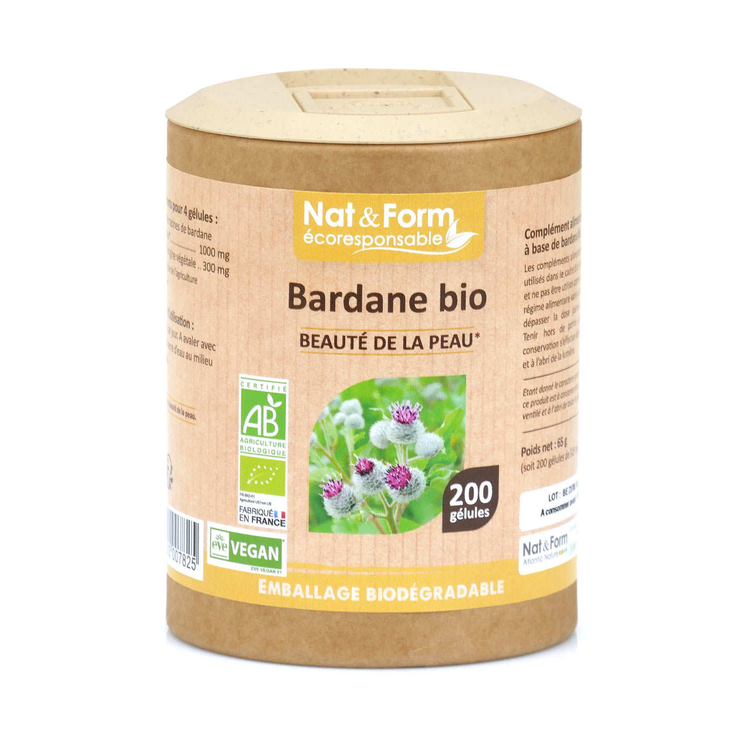 Organic Burdock - 200 Capsules of 325mg - Nat&Form