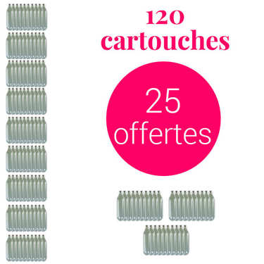 Chargers for whipped cream and mousse dispensers 95+25 free N2O Chargers for whipped cream and mousse dispensers 95+25 free N2O