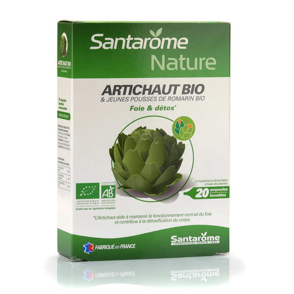 Artichaut bio 20 ampoules buvables de 10ml Santarome