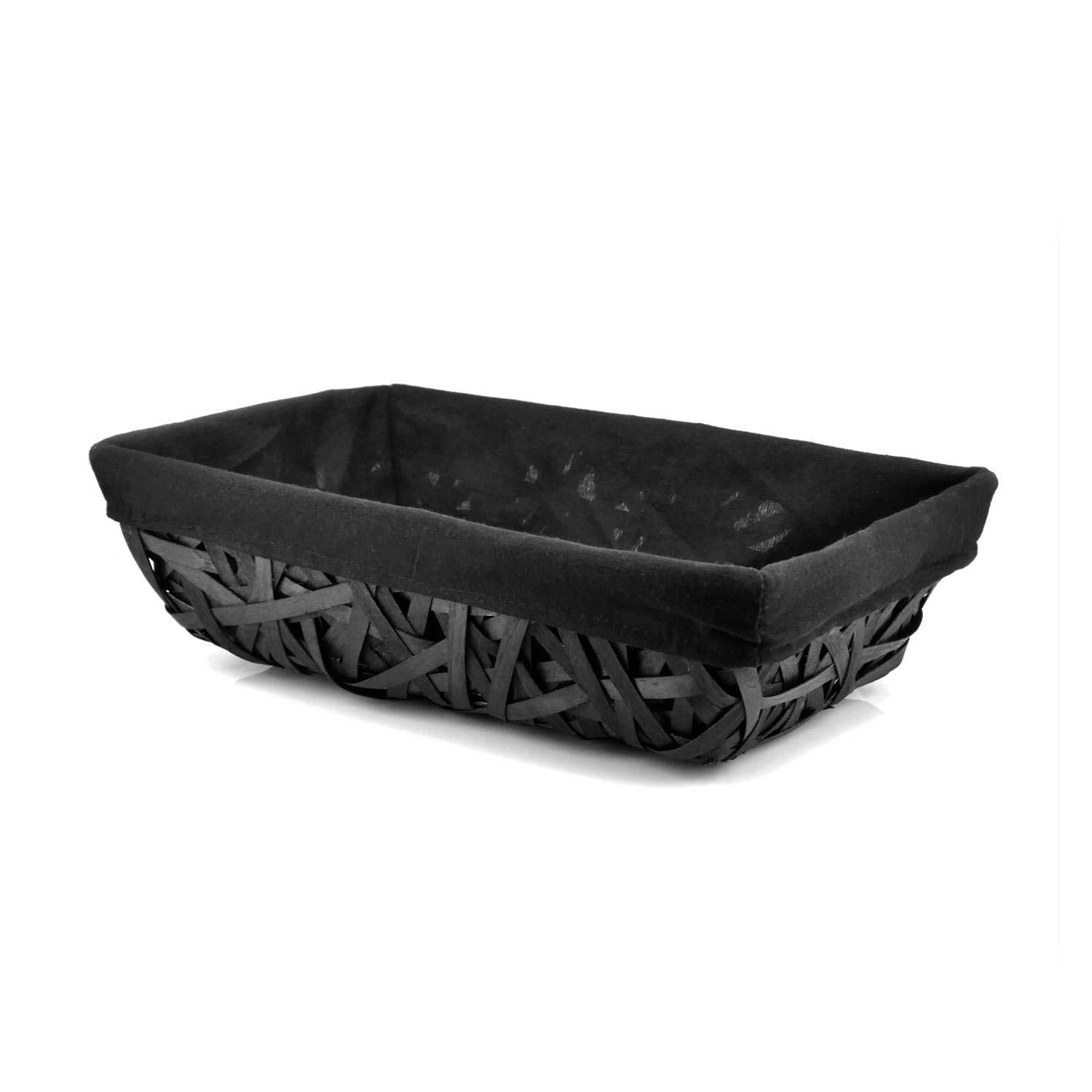 Grey Wicker Basket with Black Fabric Lining