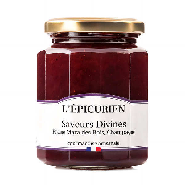 Confiture saveurs divines - fraise mara des bois et champagne - pot 320g