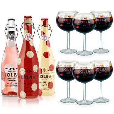 Assortiment premium sangrias Lolea et leurs verres Assortiment premium sangrias Lolea et leurs verres