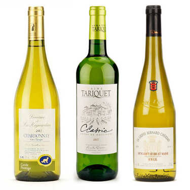 Assortiment de 3 vins blancs secs Assortiment de 3 vins blancs secs