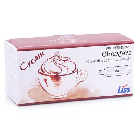 24 chargers for whipped cream and mousse dispensers (8g N2O) - Liss