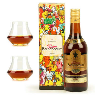 Barbancourt Réserve du Domaine 15 years old 43% and 2 glasses assortment Barbancourt Réserve du Domaine 15 years old 43% and 2 glasses assortment