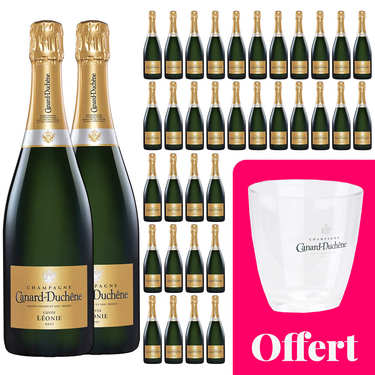 36 bouteilles Champagne Canard Duchêne Cuvée Léonie Brut et 1 seau offert 36 bouteilles Champagne Canard Duchêne Cuvée Léonie Brut et 1 seau offert